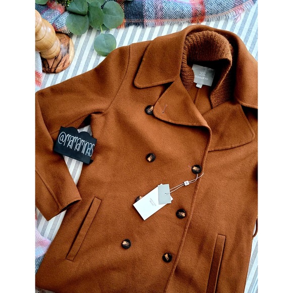 Soia & Kyo Jackets & Blazers - Soia & Kyo Brown Double Breasted Ribbed Collar Coat
